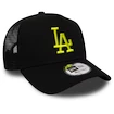 Kšiltovka New Era 9Forty Trucker League Essential MLB Los Angeles Dodgers Black/Cyber Green