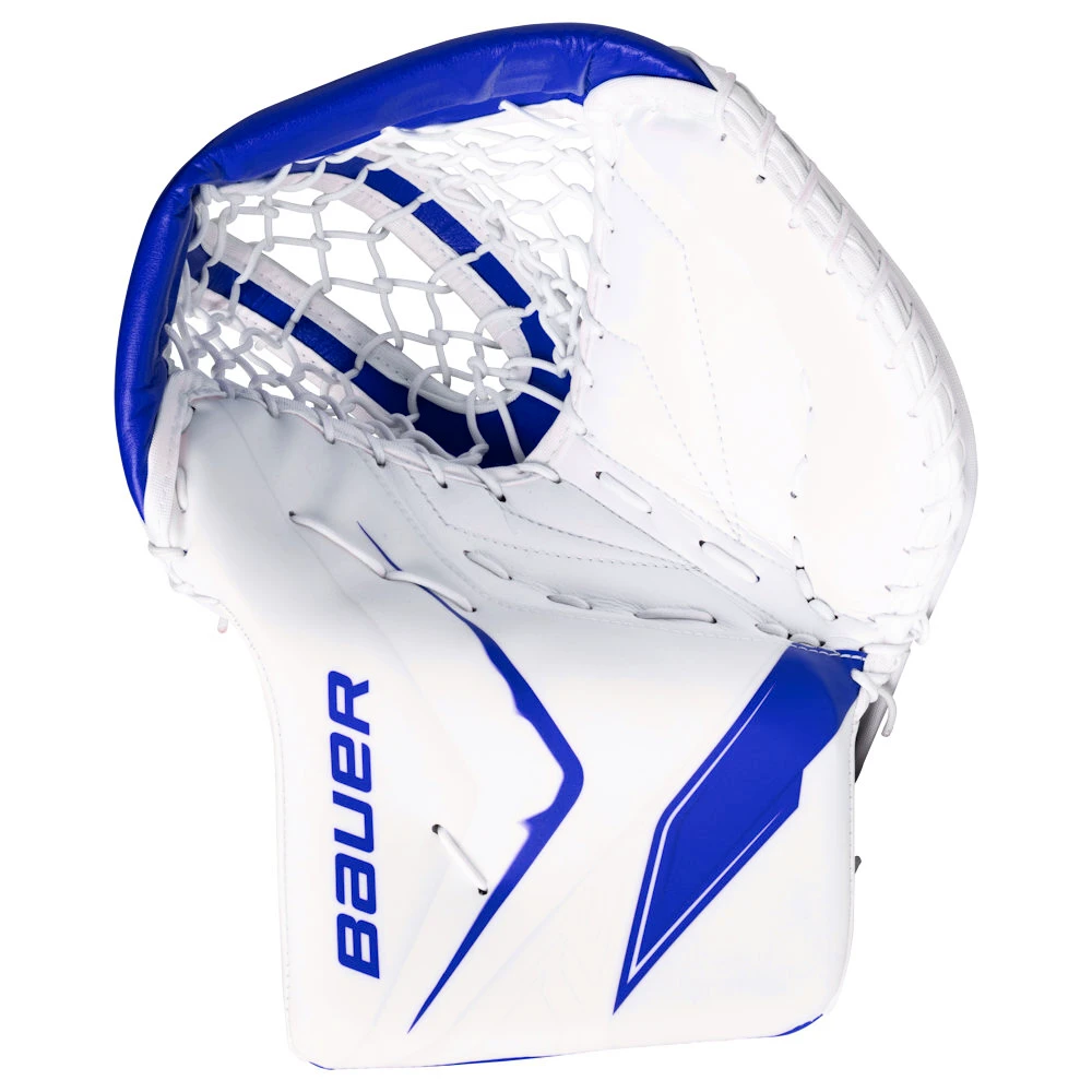 Lapačka Bauer Vapor FLYLITE White/Blue Senior na levou ruku (normální)