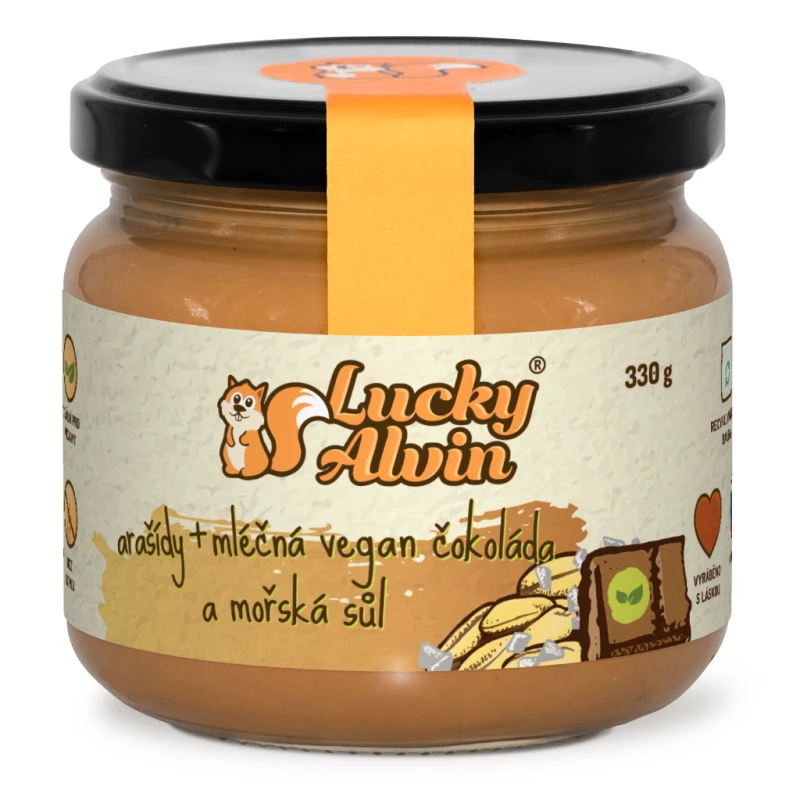 Lucky Alvin Arašídy + mléčná vegan čokoláda a mořská sůl 330 g