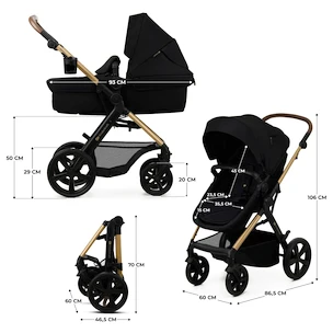 Městský kočárek Kinderkraft Moov 2 3in1 Pure Black Eva Wheels