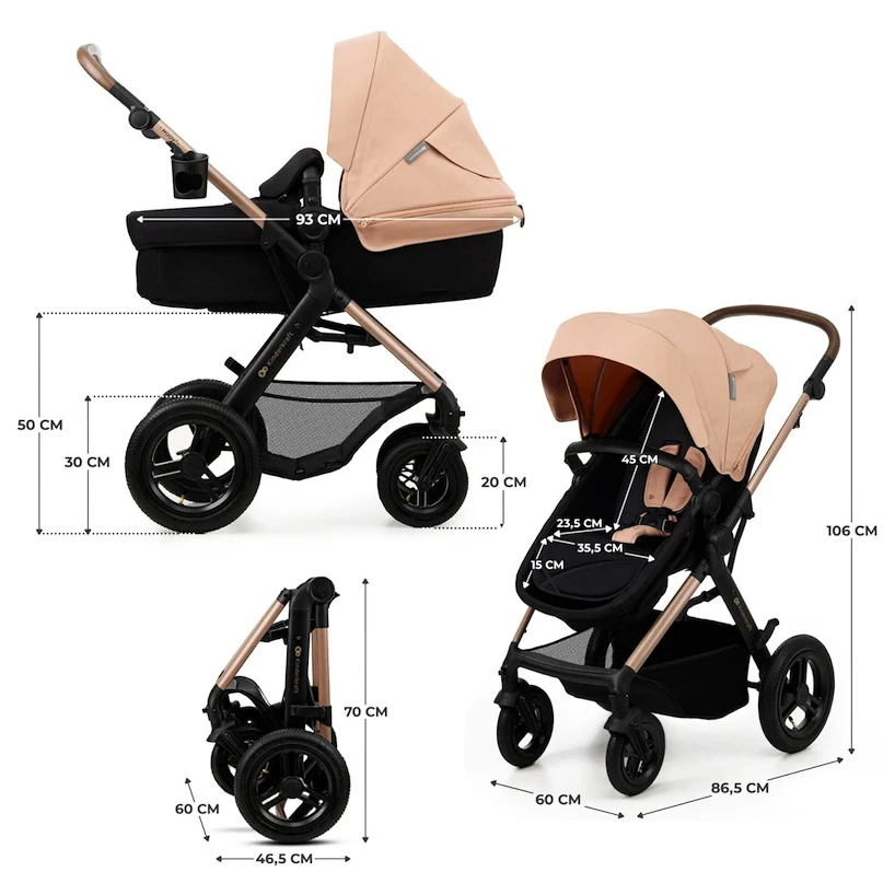 Městský kočárek Kinderkraft Moov 2 Air 3In1 Sand Beige