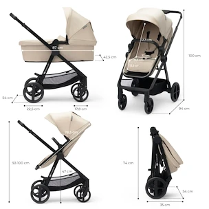 Městský kočárek Kinderkraft Newly 3In1 Sand Beige + Mink Pro