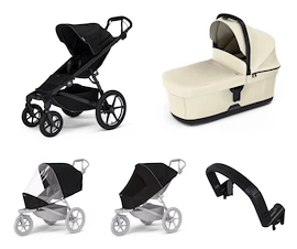 Městský kočárek Thule Urban Glide 4-wheel Black + korbička Soft beige AKČNÍ SET 5v1