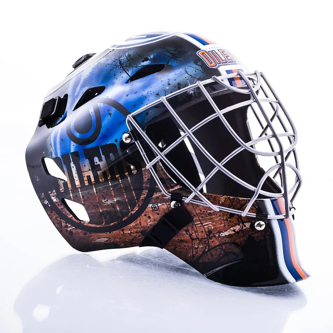 Mini brankářská helma Franklin NHL Edmonton Oilers