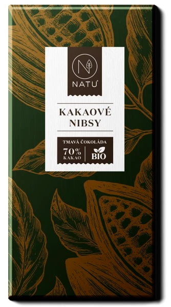 Natu Hořká čokoláda kakaové nibsy BIO 45 g