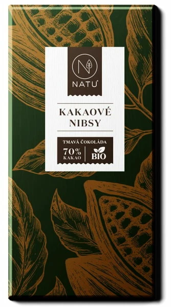Natu Hořká čokoláda kakaové nibsy BIO 45 g