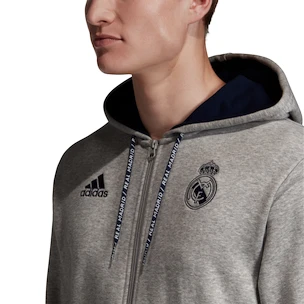 Pánská mikina na zip s kapucí adidas Real Madrid CF šedá
