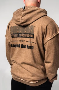 Pánská mikina Nebbia  Washed-off Zip Up Hoodie GYM BRO 362 Light Brown