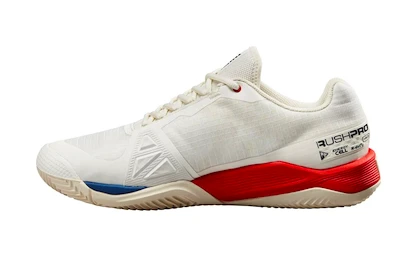 Pánská tenisová obuv Wilson Rush Pro 4.0 Clay Snow White/Wilson Red  EUR 47 1/3
