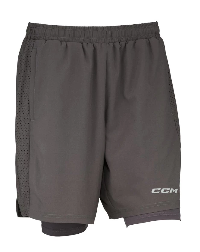 Pánské šortky CCM  2 IN 1 Training Short Charcoal M