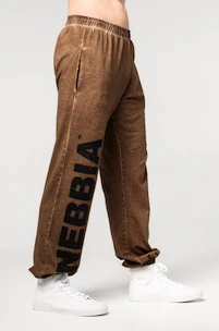 Pánské tepláky Nebbia  Washed-off Gym Sweatpants Baggy Style GYM BRO 373 Ligth Brown