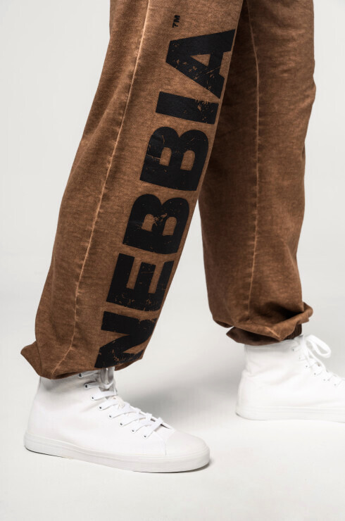 Pánské tepláky Nebbia  Washed-off Gym Sweatpants Baggy Style GYM BRO 373 Ligth Brown L - thumb (1)