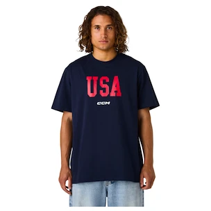 Pánské tričko CCM  Flag Tee Team USA Navy