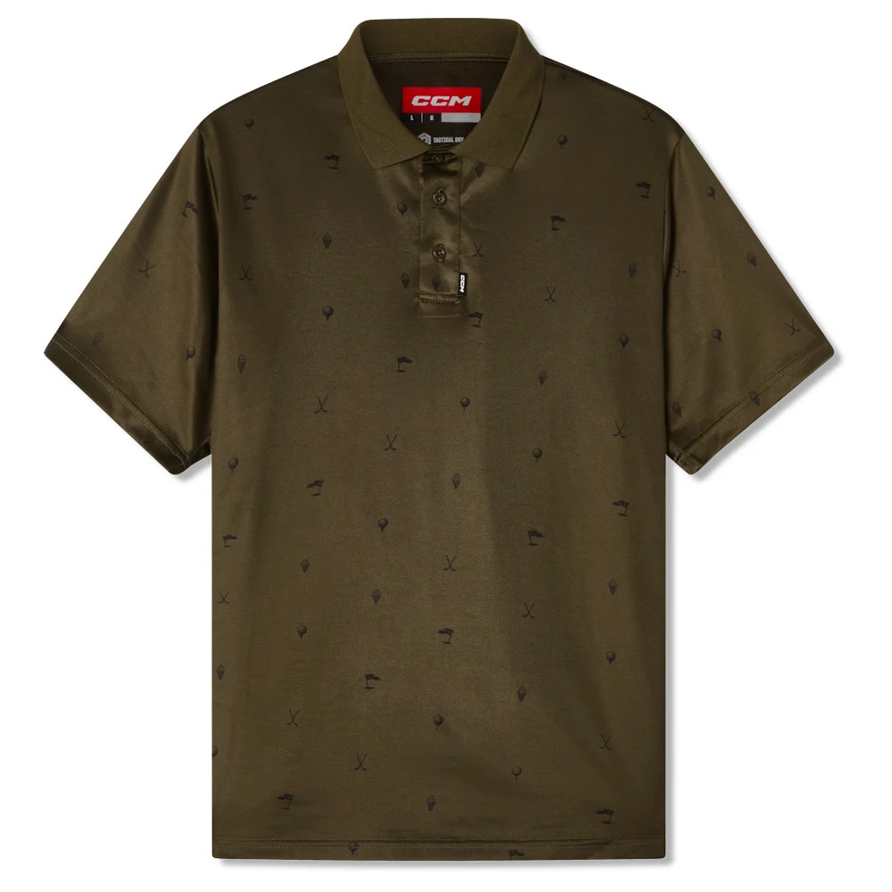 Pánské tričko CCM  Polo Print Khaki Green