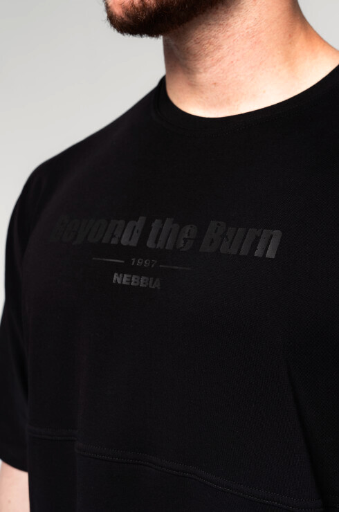 Pánské tričko Nebbia  Oversized Heavyweight Cotton T-shirt NO SHORTCUTS 354 black L - thumb (3)