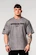 Pánské tričko Nebbia  Washed-off Heavyweight Cotton Oversized T-shirt GRIND Light Grey