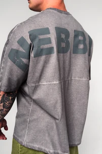 Pánské tričko Nebbia  Washed-off Oversized Heavyweight Cotton T-shirt NO SHORTCUTS 369 Light Grey