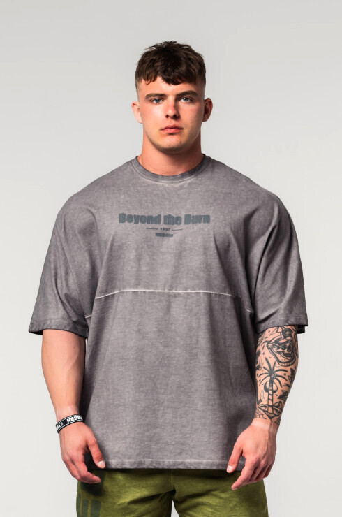Product detail of Pánské tričko Nebbia  Washed-off Oversized Heavyweight Cotton T-shirt NO SHORTCUTS 369 Light Grey M