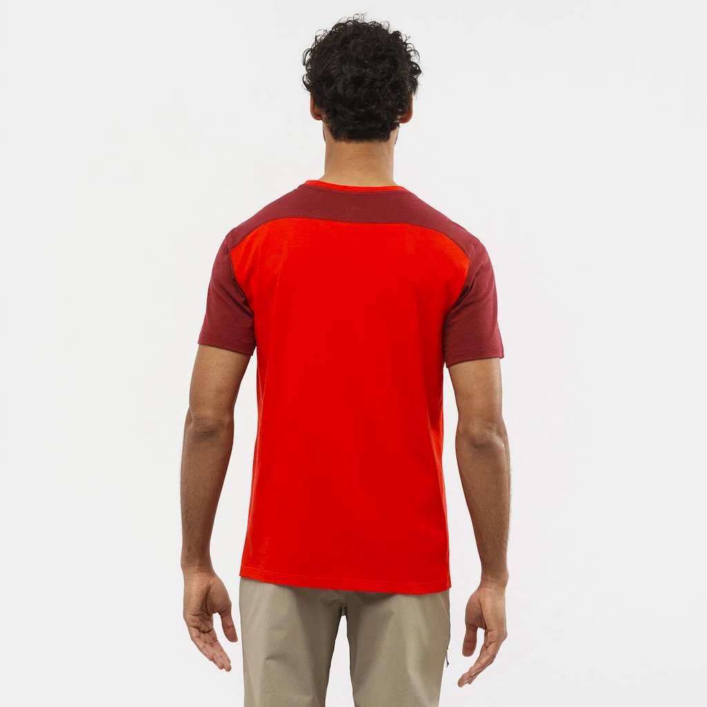Pánské tričko Salomon  Essential Colorblock Fiery Red