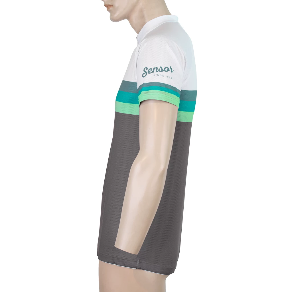 Pánský cyklistický dres Sensor  Cyklo Summer Stripe Grey/Green