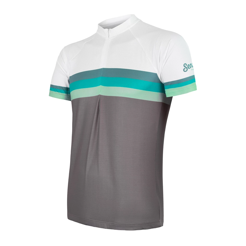 Pánský cyklistický dres Sensor  Cyklo Summer Stripe Grey/Green
