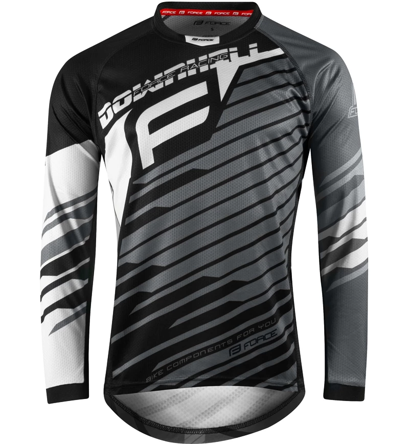 Pánský dres s dlouhým rukávem Force MTB Downhill černo-bílo-šedý