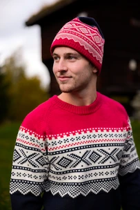 Pánský svetr Ulvang  Marius Round Neck New Navy/Ulvang Red
