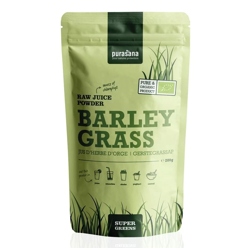 Purasana Barley Grass Raw Juice Powder BIO 200&nbsp;g