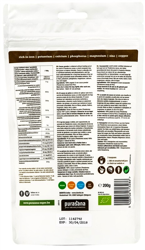 Purasana Cacao Powder BIO 200 g - thumb (1)