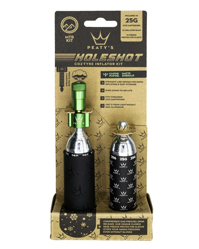 Sada CO2 hlavice a bombiček PEATY'S  Mtb (25g) - emerald (ppr-hti-mtb-emr-12)