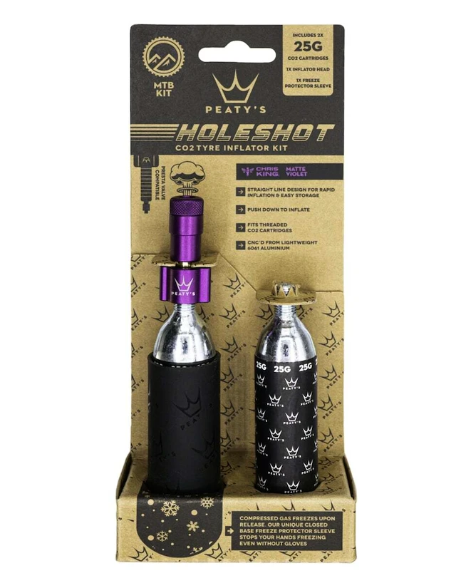 Sada CO2 hlavice a bombiček PEATY'S  Mtb (25g) - violet (ppr-hti-mtb-vlt-12)