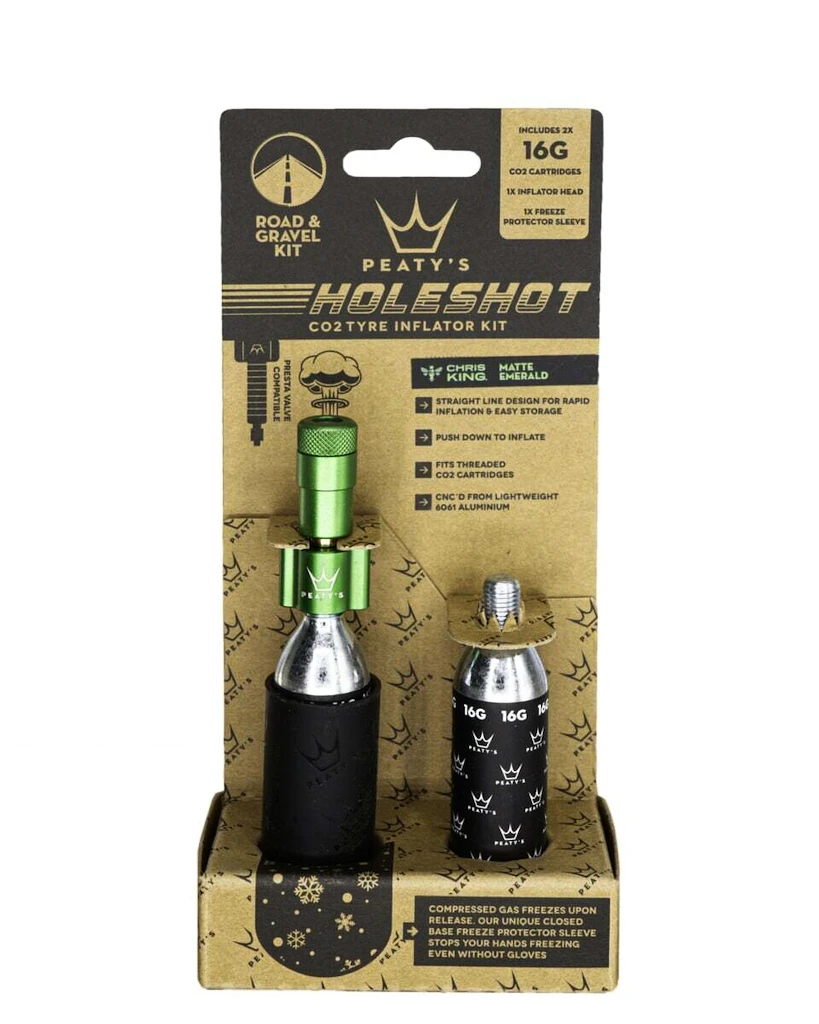 Sada CO2 hlavice a bombiček PEATY'S  Road & gravel (16g) - emerald (ppr-hti-rag-emr-12)