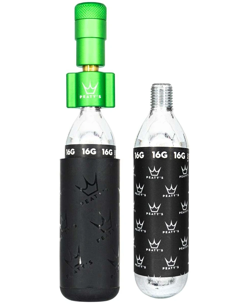 Sada CO2 hlavice a bombiček PEATY'S  Road & gravel (16g) - emerald (ppr-hti-rag-emr-12)