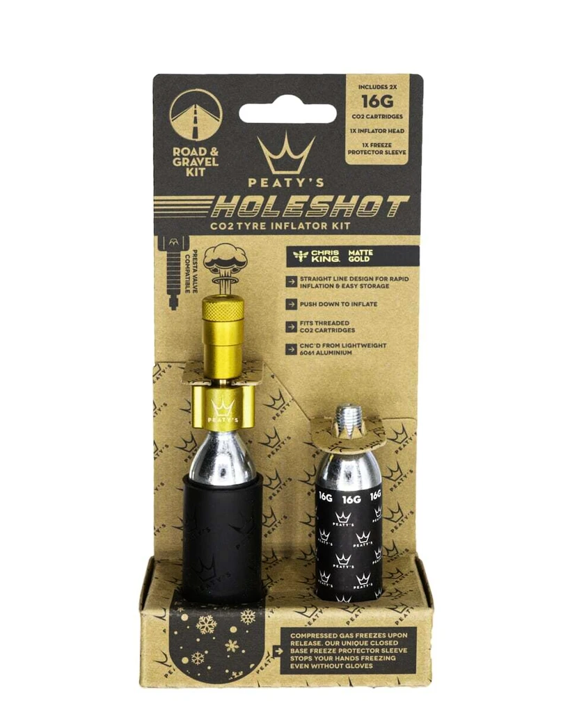 Sada CO2 hlavice a bombiček PEATY'S  Road & gravel (16g) - gold (ppr-hti-rag-gld-12)