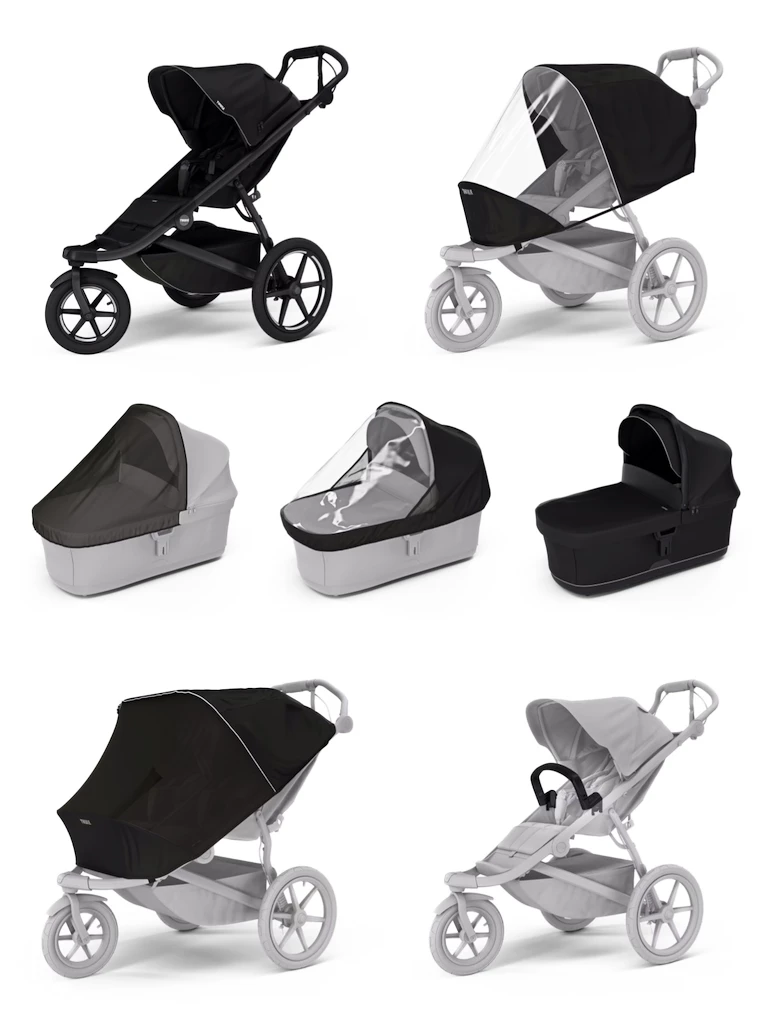 Sportovní kočárek Thule Urban Glide 3 Black + korbička Black AKČNÍ SET 7v1