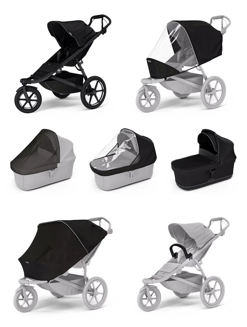 Sportovní kočárek Thule Urban Glide 3 Black + korbička Black AKČNÍ SET 7v1