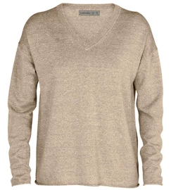 Svetr Icebreaker Flaxen LS V Sweater Beige