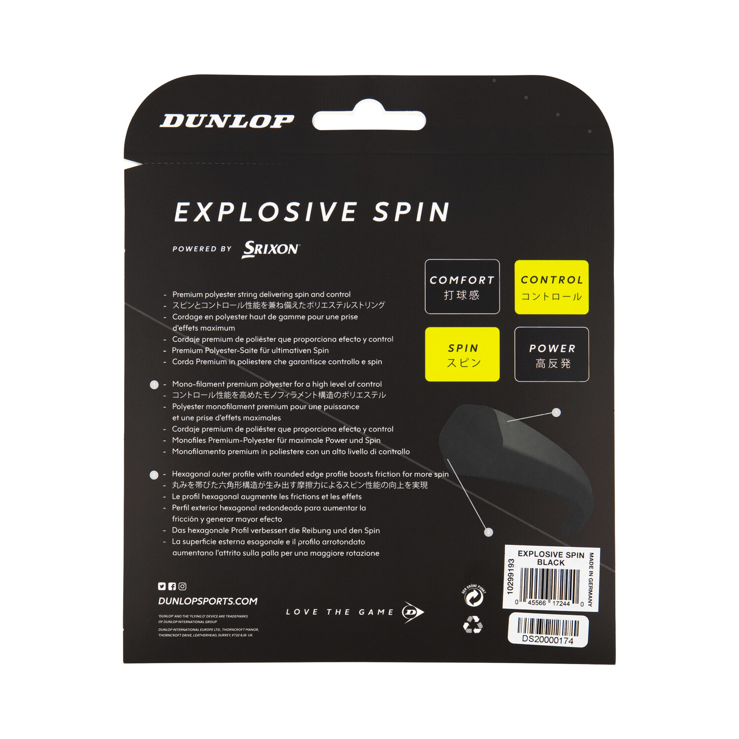 Tenisový výplet Dunlop  Explosive Spin Black 1.25 Set (12 m) - thumb (1)
