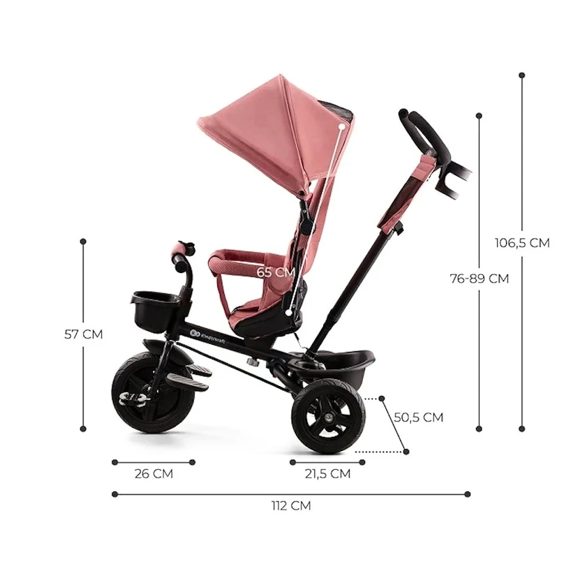 Tříkolka Kinderkraft Aveo Rose Pink