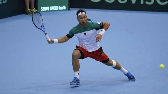 Fabio Fognini a jeho tenisová raketa Babolat Pure Drive