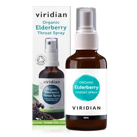 Viridian BIO Elderberry Throat Spray Organic (Sprej při bolesti v krku a kašli Bio) 50 ml