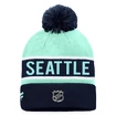 Zimní čepice Fanatics  Authentic Pro Game & Train Cuffed Pom Knit Seattle Kraken