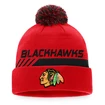 Zimní čepice Fanatics  Authentic Pro Locker Room Cuffed Pom Knit NHL Chicago Blackhawks